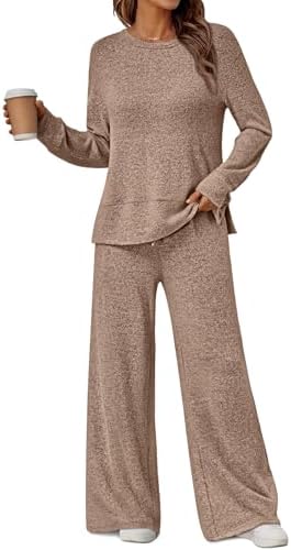 2 Piece Lounge Sets Matching Fall Outfits Pajamas, Coffee