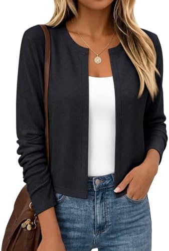 Cardigan Sweaters For women Lightweight Cropped Fall Cardigans, Black
