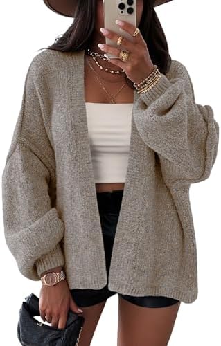 Chunky Cardigan Sweaters for Women Oversized Long Trendy Early Fall Outfits, Taupe