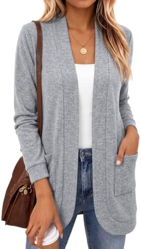 Lightweight Fall Cardigan with Pockets for Women, Grey
