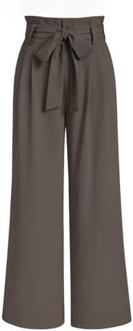 Wide Leg Dress Work Pants Womens Trousers Slacks Pantalones Mujer, Mocha Brown