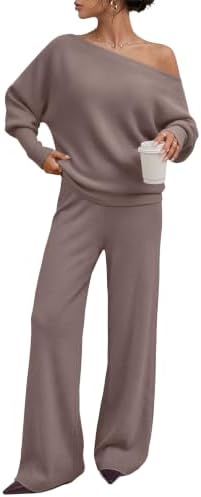 Women 2 Piece Lounge Sweater Sets Fall Airport Travel Outfit, Nutmeg