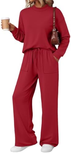 Women Lounge Two 2 Piece Matching Set Fall, Red
