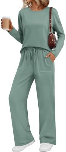 Womens 2 Piece Lounge Sets Lightweight Sweatsuits, Beangreen