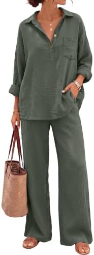 Womens 2 Piece Matching Lounge Sets Fall Outfits, Army Green