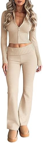 Women's 2 Piece Matching Sets, Apricot