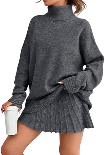 Women's 2 Piece Skirt Sets Fall Winter Outfits DarkGrey, Dark Grey