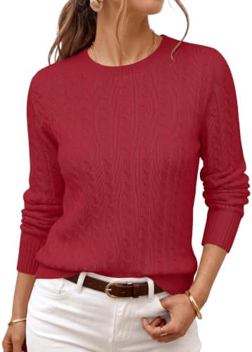 Womens Cable Knit Sweater Fall, Red
