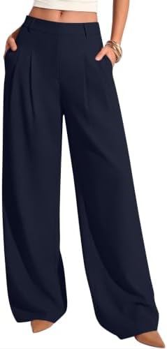 Womens Dress Work Pants Wide Leg Stretchy Business Casual Slacks, Navy