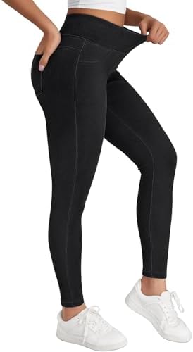 Womens High Waisted Skinny Stretch Denim Jeggings, Black