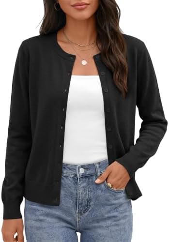 Womens Lightweight Cardigan Sweaters, Black 2