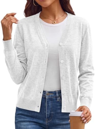 Womens Lightweight Cardigan Sweaters, Heather Gray