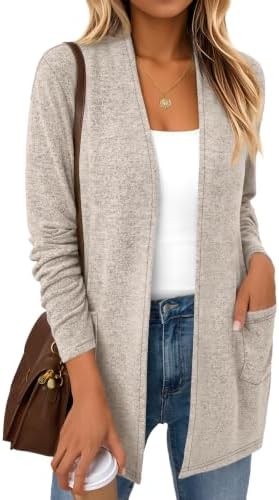 Womens Lightweight Long Cardigan Layer Fall Clothes, Coffeegrey