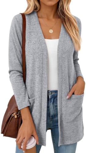 Womens Lightweight Long Cardigans Fall Clothes, Grey