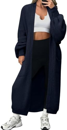 Womens Long Cardigan Fall Sweater, Navy