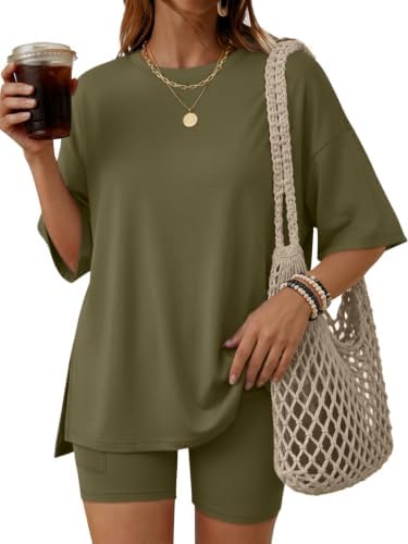 Womens Lounge Sets 2 Piece Matching Pajamas Summer Outfit, Army Green