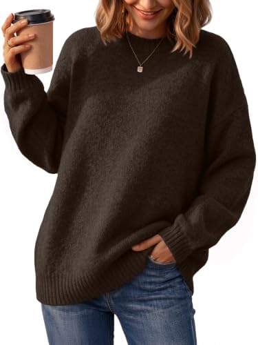 Womens Oversized Sweater Fall Dressy Casual Cozy Cute Knit Outfit, Chocolate Brown