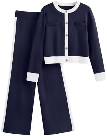 Womens Sweater Sets Matching Lounge Set 2 Piece Fall Outfits, Navy