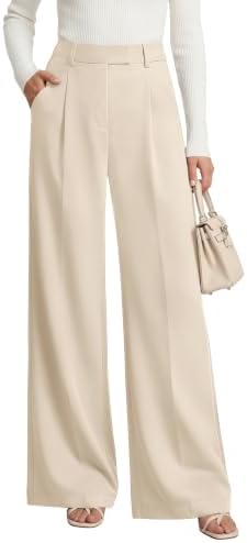 Womens Wide Leg Work Pants Dress Slacks Business Casual Trousers, Apricot